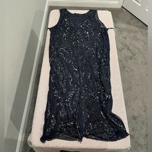 Pisarro Nights Navy Embellished Maxi Dress